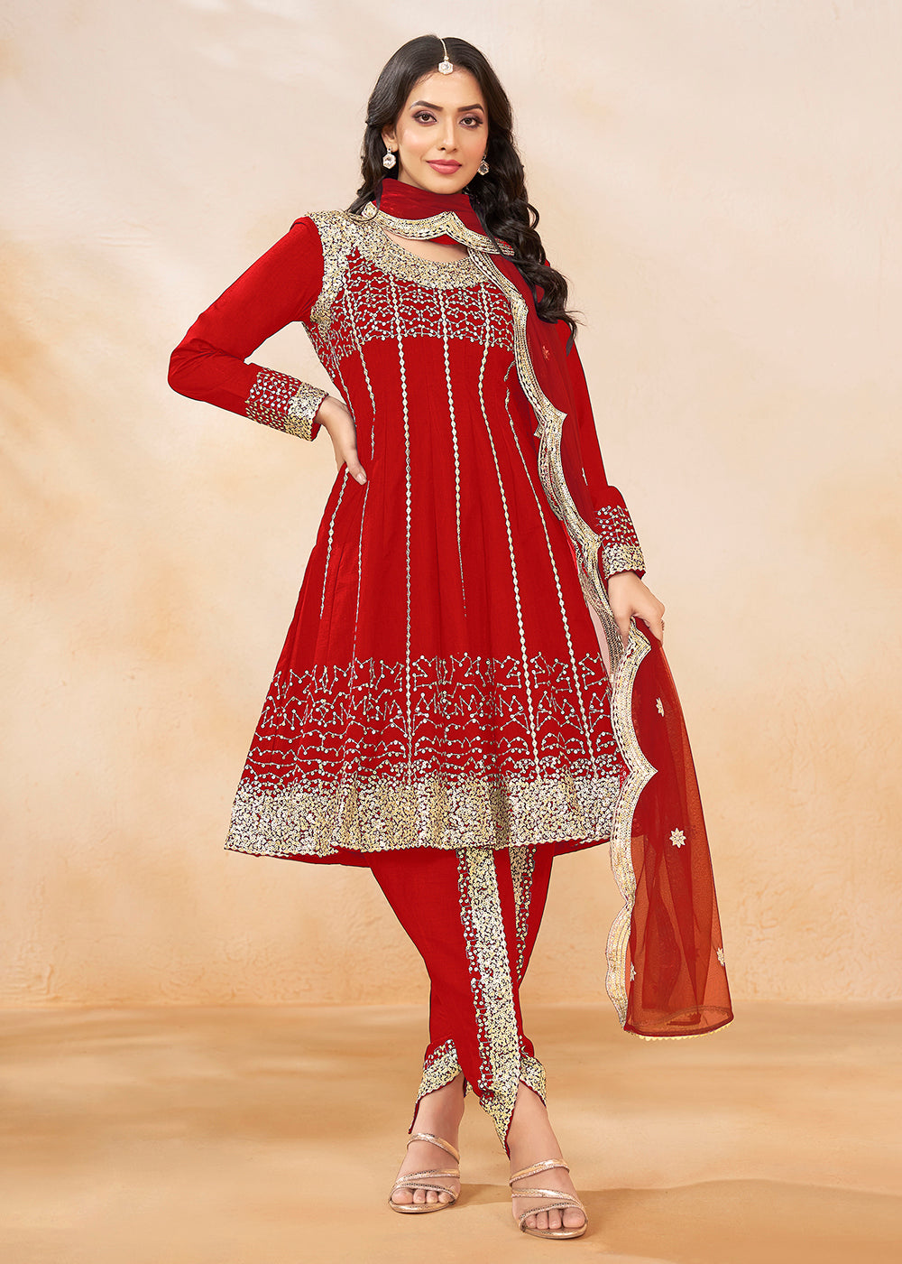 Buy Now Charming Red Punjabi Dhoti Style Festive Party Suit Online in USA, UK, Canada, Germany & Worldwide at Empress Clothing. 