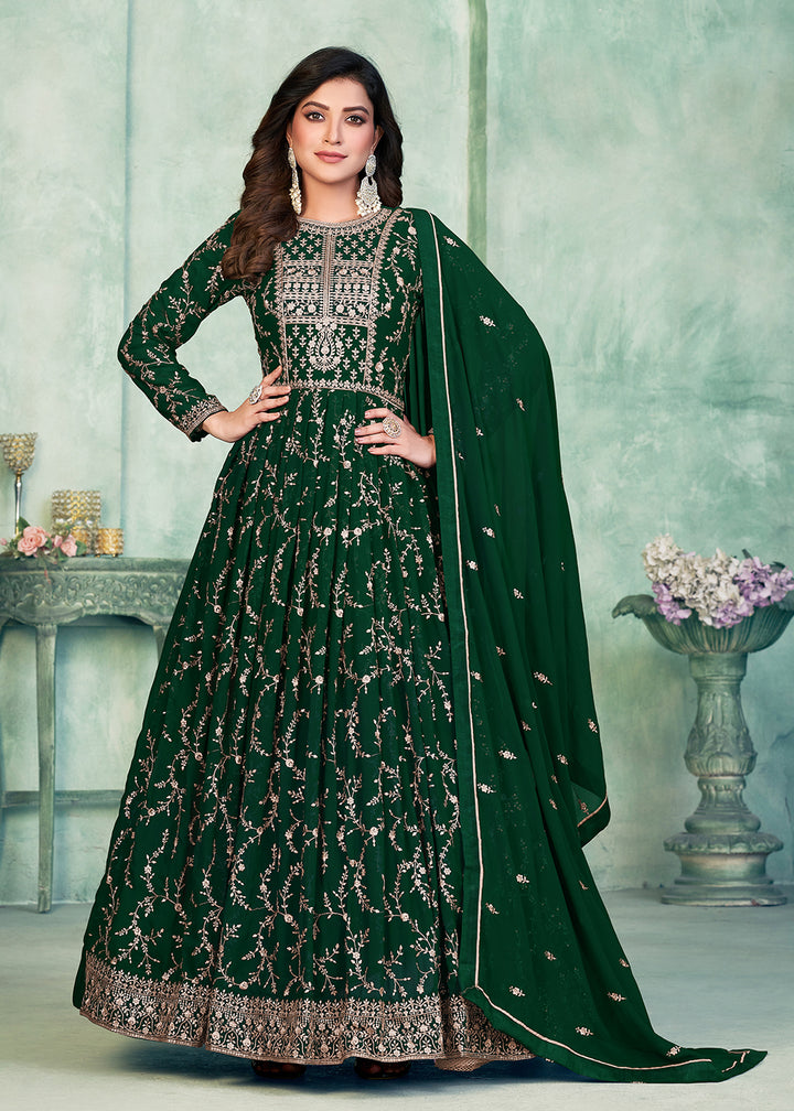 Buy Now Designer Green Embroidered Wedding Party Anarkali Suit Online in USA, UK, Australia, New Zealand, Canada & Worldwide at Empress Clothing. 