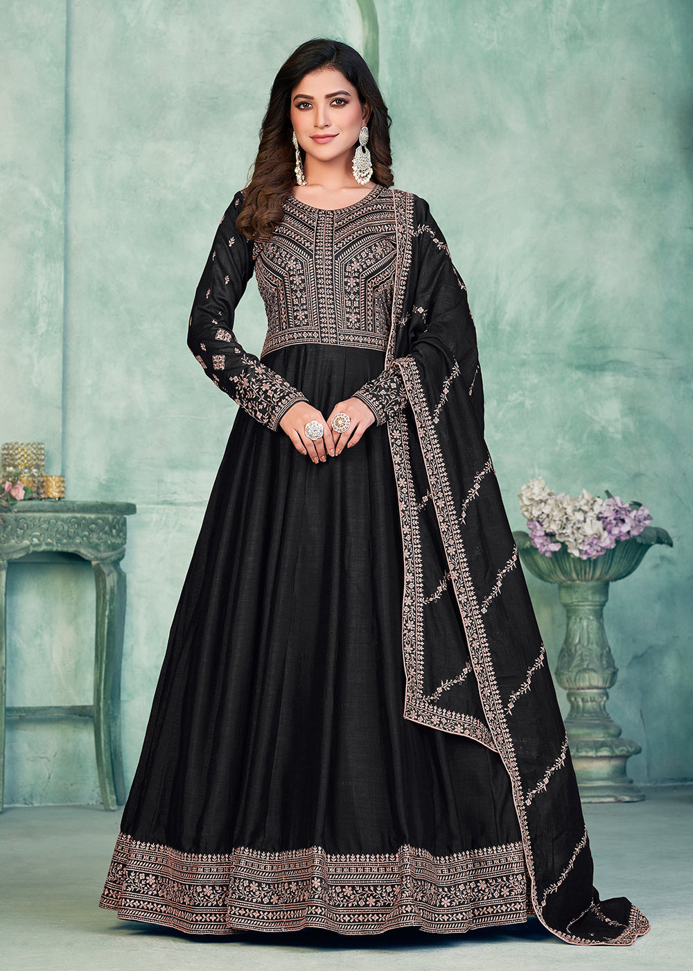 Buy Festive Style Anarkali - Tempting Navy Blue Art Silk Anarkali Suit Buy Festive Style Anarkali - Tempting Navy Blue Art Silk Anarkali Suit