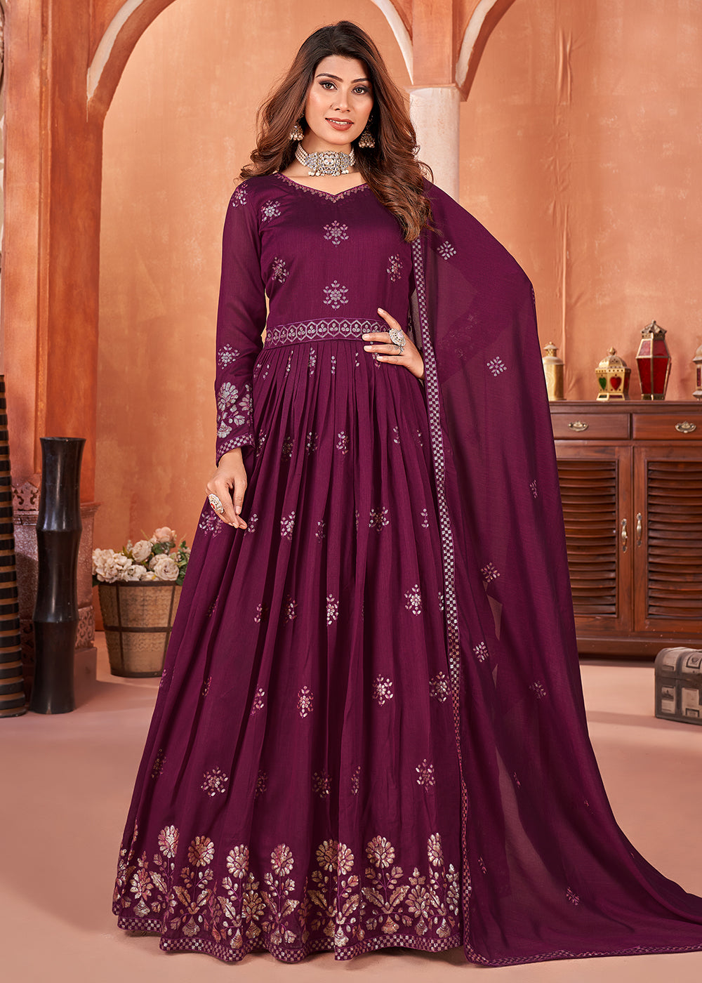 Elegant Designer Anarkali Suit in Beautiful Faux Georgette | Sizes M, L, XL