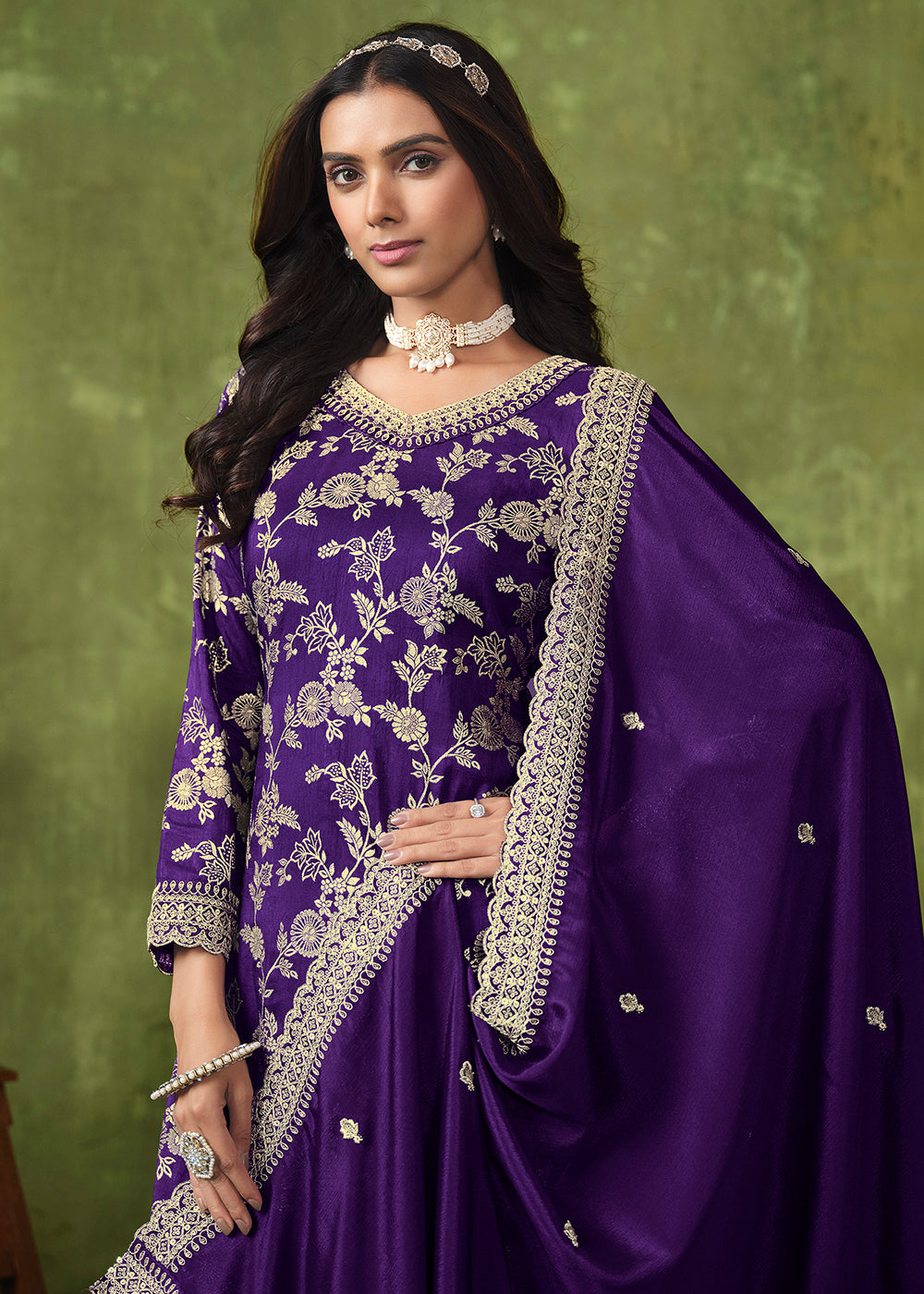 Buy Now Wedding Wear Purple Dola Silk Jacquard Palazzo Suit Online in USA, UK, Canada, Germany, Australia & Worldwide at Empress Clothing.