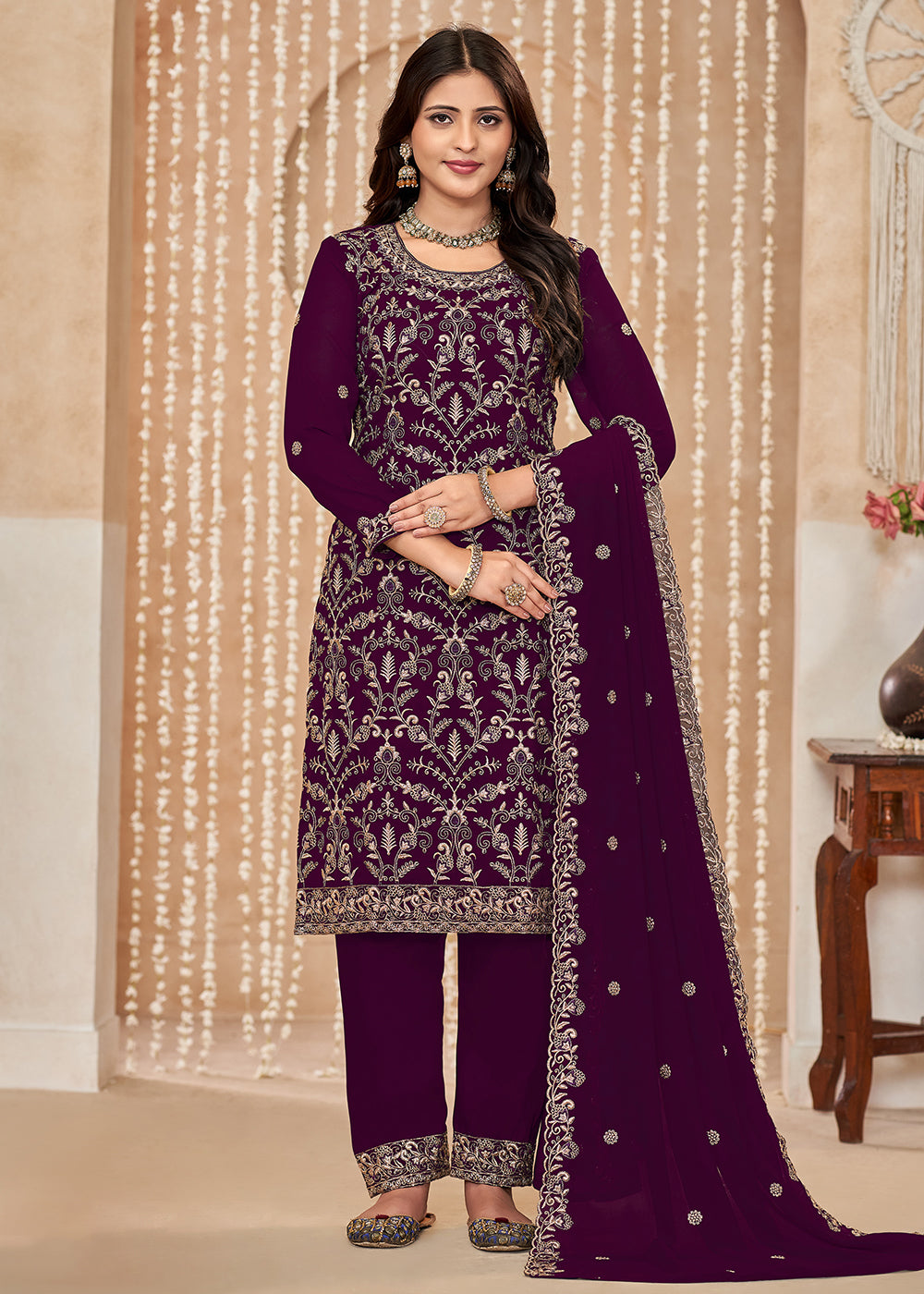 Buy Now Festive Style Purple Zari Embroidered Salwar Suit Online in USA, UK, Canada, Germany, Australia & Worldwide at Empress Clothing.