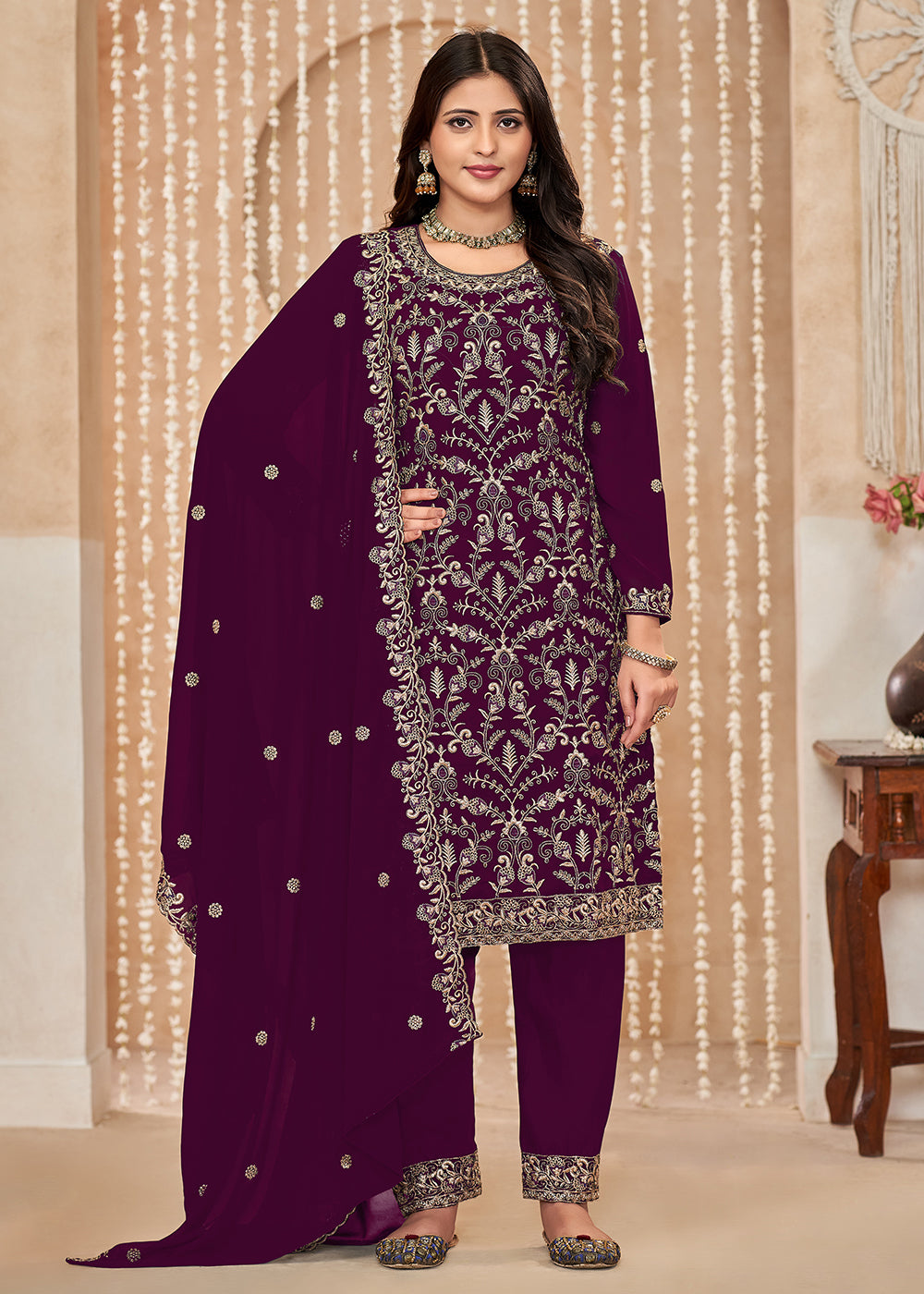 Buy Now Festive Style Purple Zari Embroidered Salwar Suit Online in USA, UK, Canada, Germany, Australia & Worldwide at Empress Clothing.