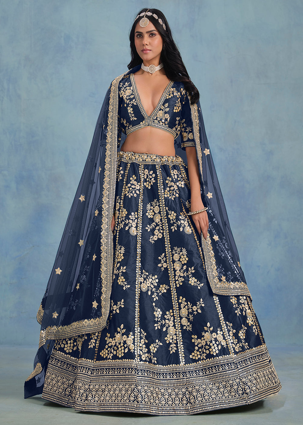 blue and gold indian wedding dress Buy Blue Bridal Wear Indian Dresses Online for Women in USA