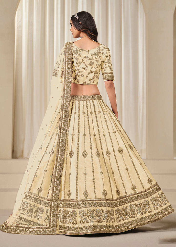Buy Now Ivory Embroidered Art Silk Wedding Lehenga Choli Online in USA, UK, Canada, France, Italy, Germany, Australia, UAE & Worldwide at Empress Clothing.