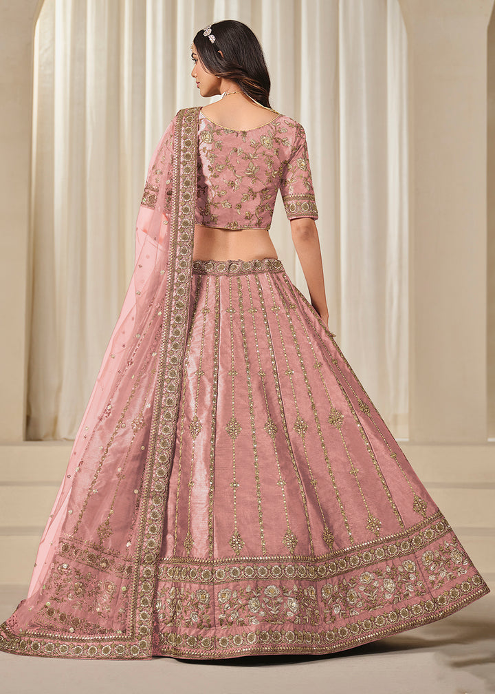 Buy Now Pink Embroidered Art Silk Wedding Lehenga Choli Online in USA, UK, Canada, France, Italy, Germany, Australia, UAE & Worldwide at Empress Clothing.