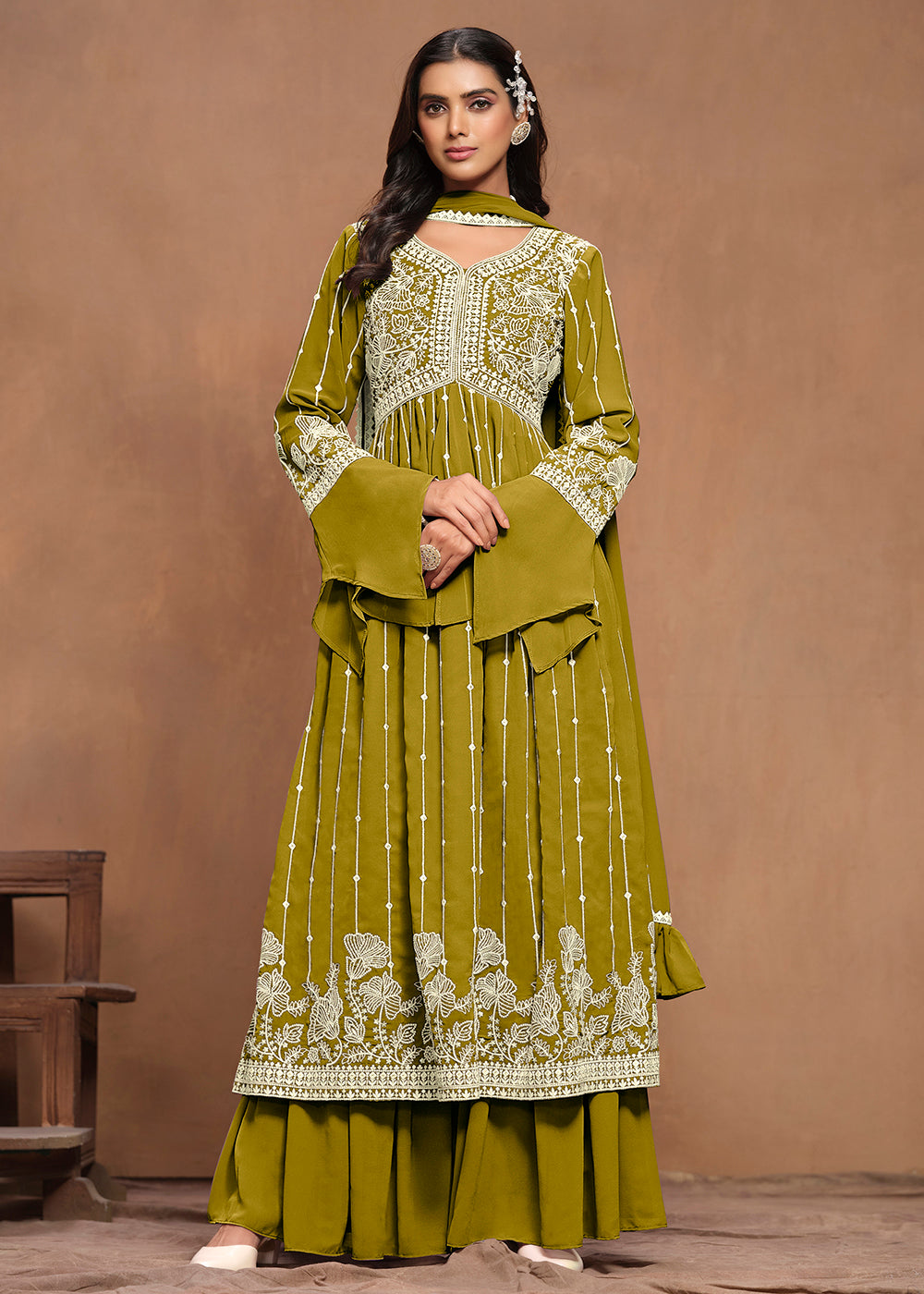 Buy Green Anarkali Set in Dubai, Abu Dhabi & UAE | Empress Clothing