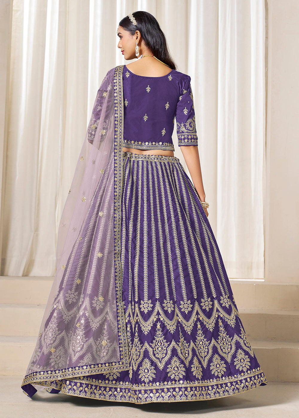Buy Now Purple Embroidered Art Silk Wedding Lehenga Choli Online in USA, UK, Canada, France, Italy, Germany, Austria, Qatar, UAE & Worldwide at Empress.