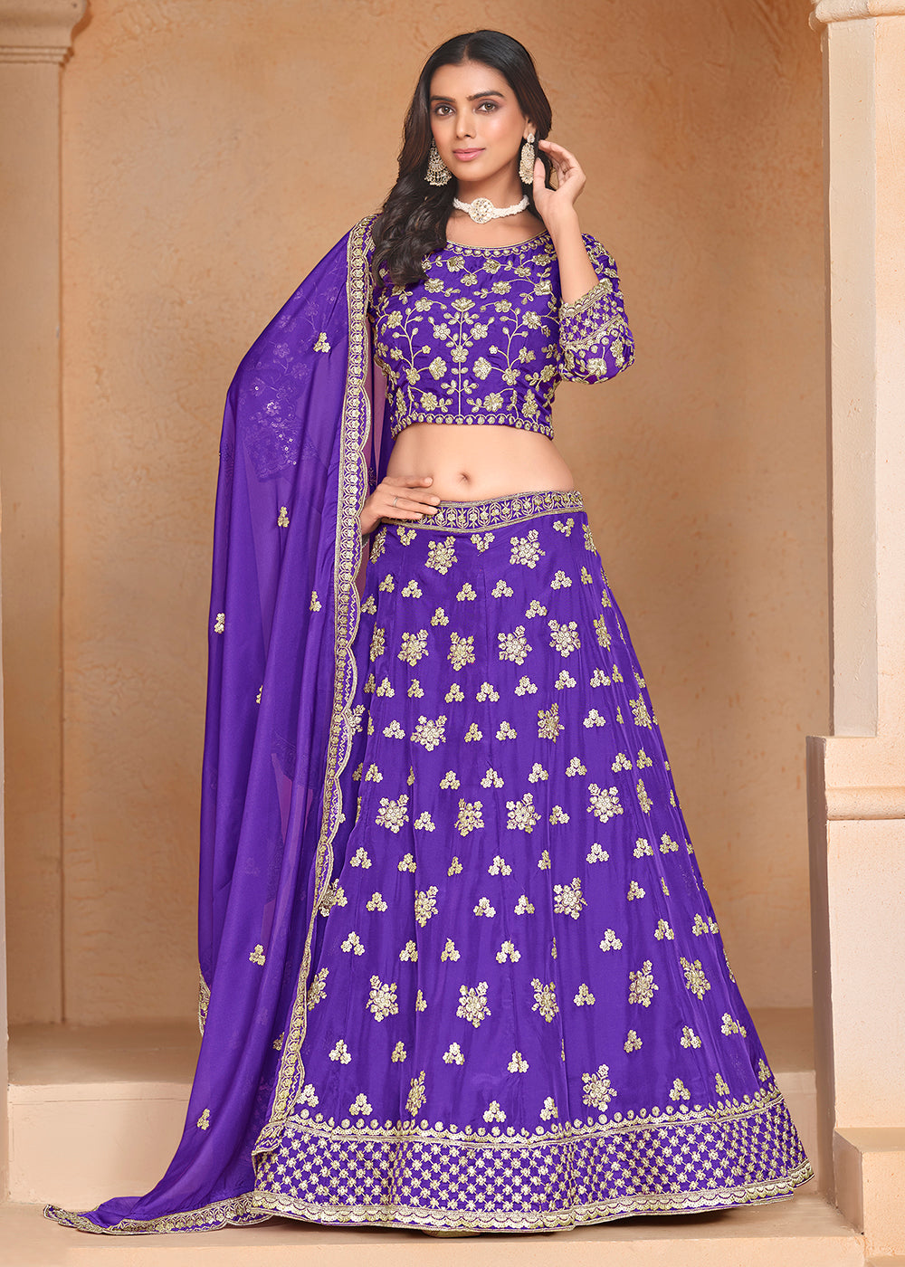 Buy Now Purple Organza Embroidered Festive Lehenga Choli Online in USA, UK, Canada, UAE & Worldwide at Empress Clothing.