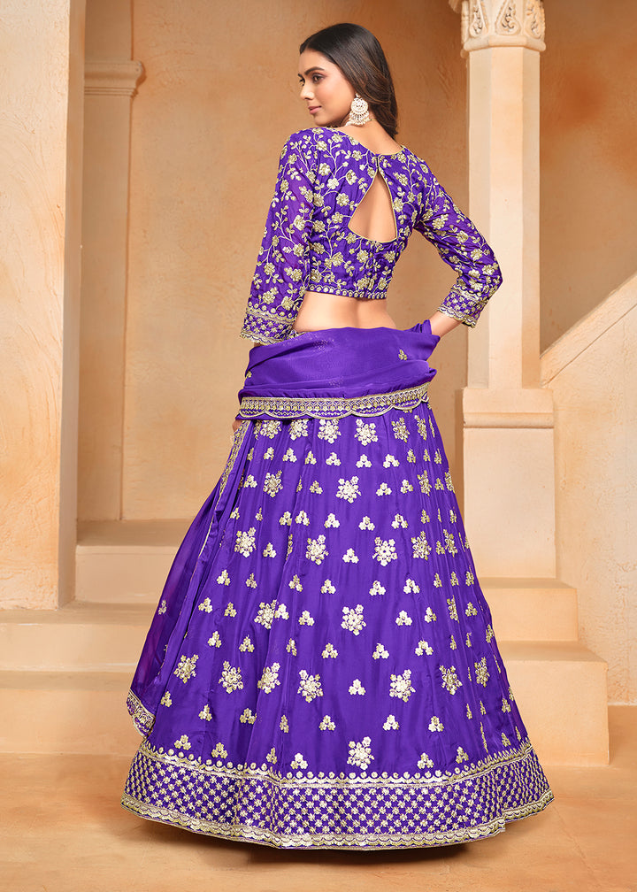 Buy Now Purple Organza Embroidered Festive Lehenga Choli Online in USA, UK, Canada, UAE & Worldwide at Empress Clothing.