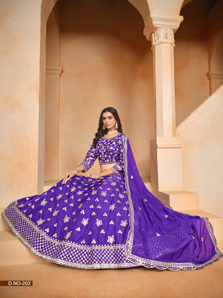 Buy Now Purple Organza Embroidered Festive Lehenga Choli Online in USA, UK, Canada, UAE & Worldwide at Empress Clothing.