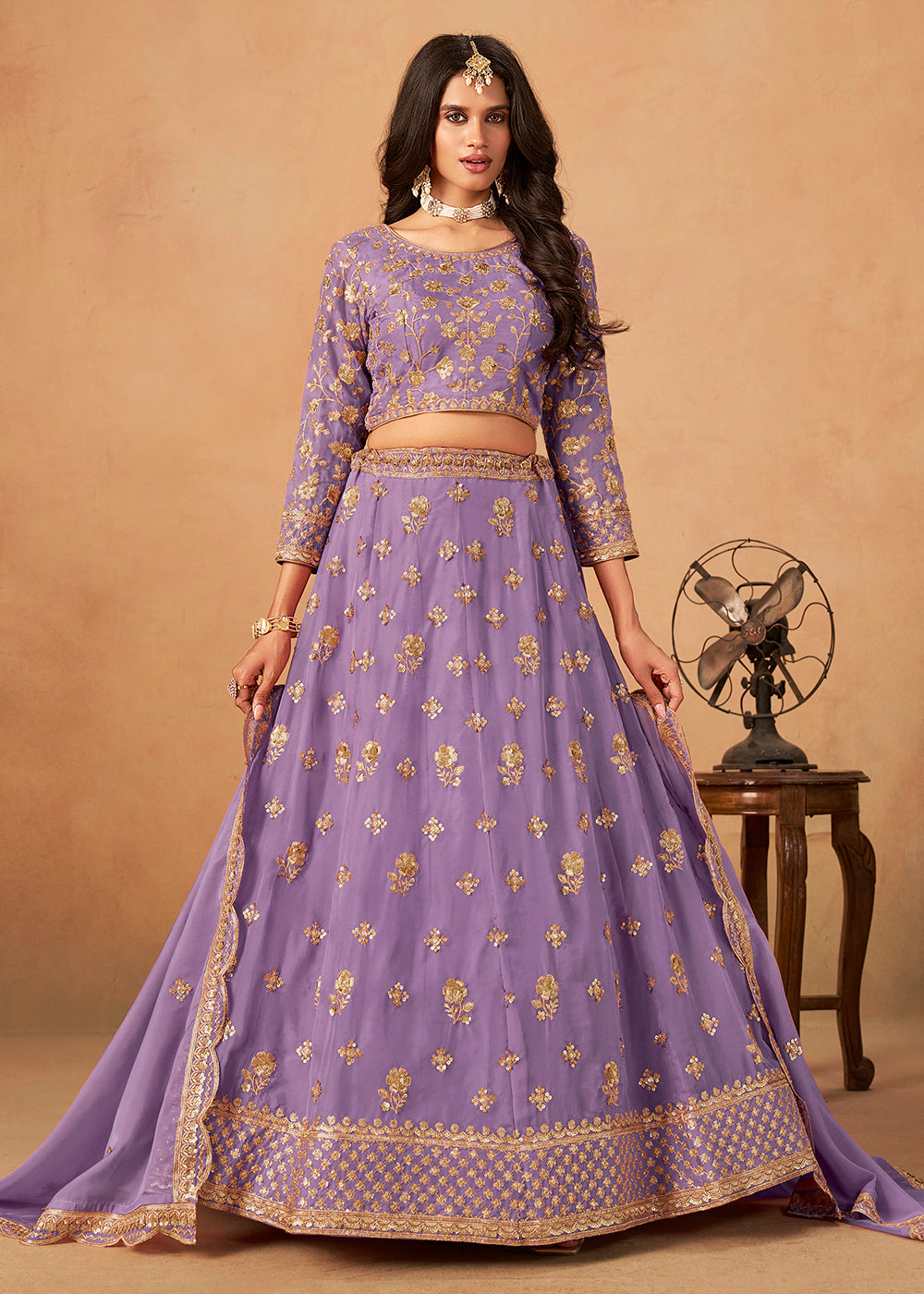 Buy Now A Line Style Purple Wedding Wear Lehenga Choli Online in US, UK, Canada, France, Italy, Germany, Austria, Singapore, UAE, Denmark & Worldwide at Empress.
