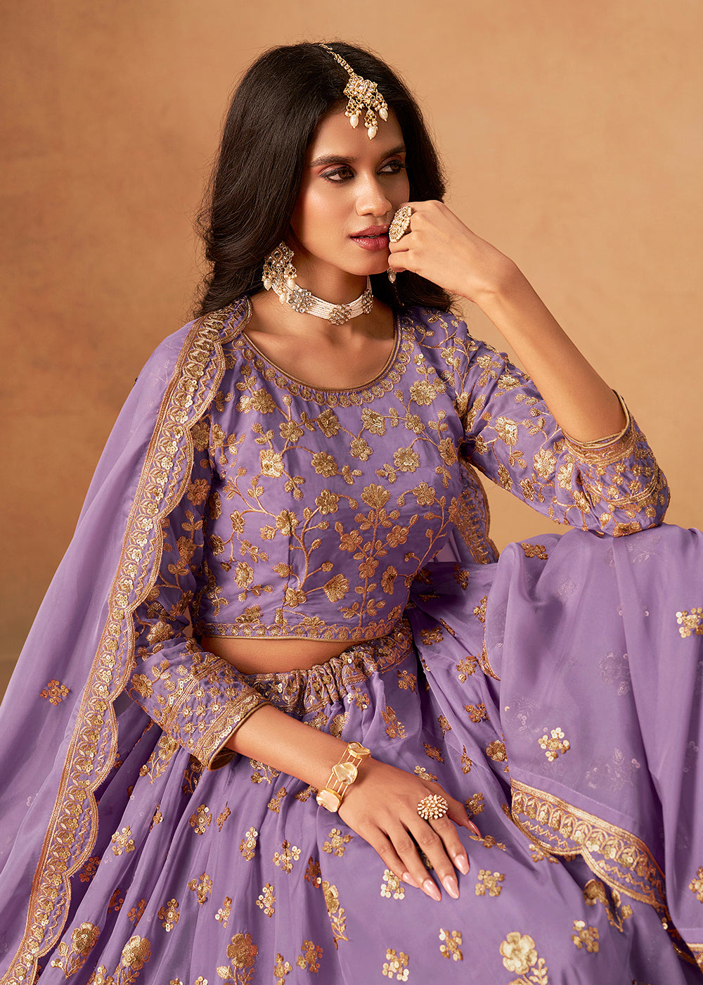 Buy Now A Line Style Purple Wedding Wear Lehenga Choli Online in US, UK, Canada, France, Italy, Germany, Austria, Singapore, UAE, Denmark & Worldwide at Empress.