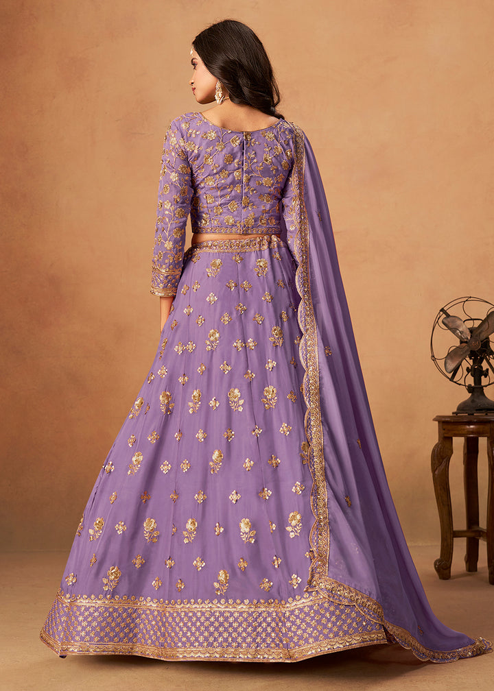 Buy Now A Line Style Purple Wedding Wear Lehenga Choli Online in US, UK, Canada, France, Italy, Germany, Austria, Singapore, UAE, Denmark & Worldwide at Empress.