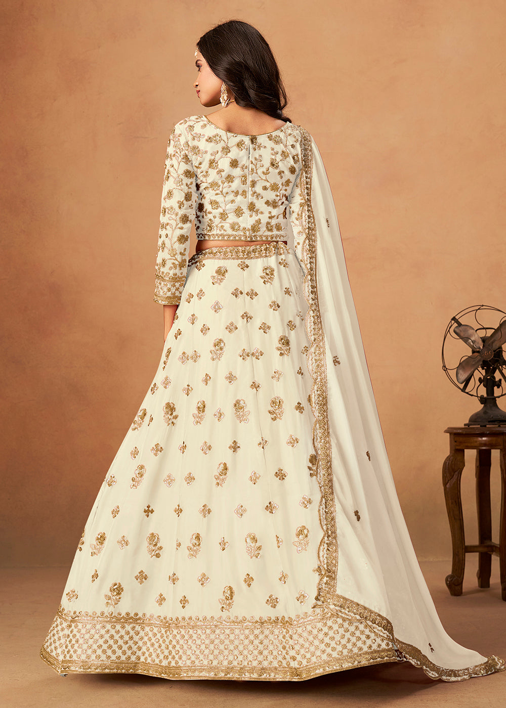 Buy Now A Line Style Off White Wedding Wear Lehenga Choli Online in US, UK, Canada, France, Italy, Germany, Austria, Singapore, Denmark & Worldwide at Empress.