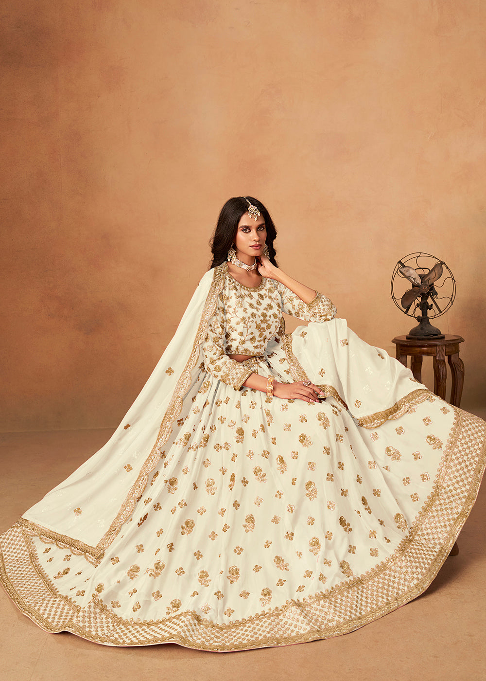 Buy Now A Line Style Off White Wedding Wear Lehenga Choli Online in US, UK, Canada, France, Italy, Germany, Austria, Singapore, Denmark & Worldwide at Empress.