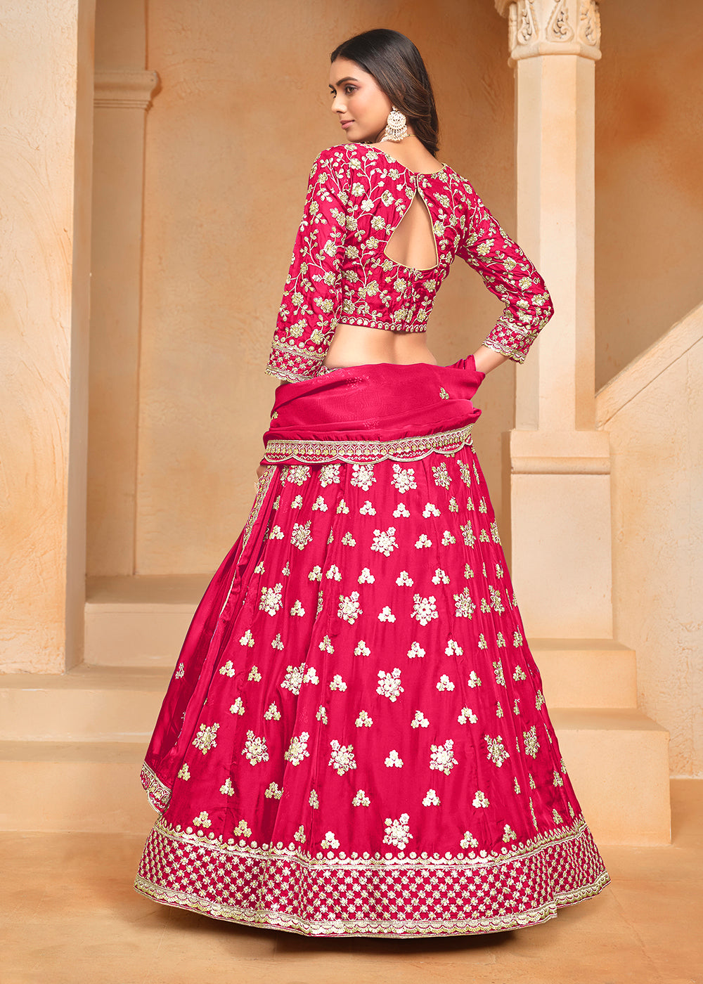 Buy Now Hot Pink Organza Embroidered Festive Lehenga Choli Online in USA, UK, Canada, UAE & Worldwide at Empress Clothing.