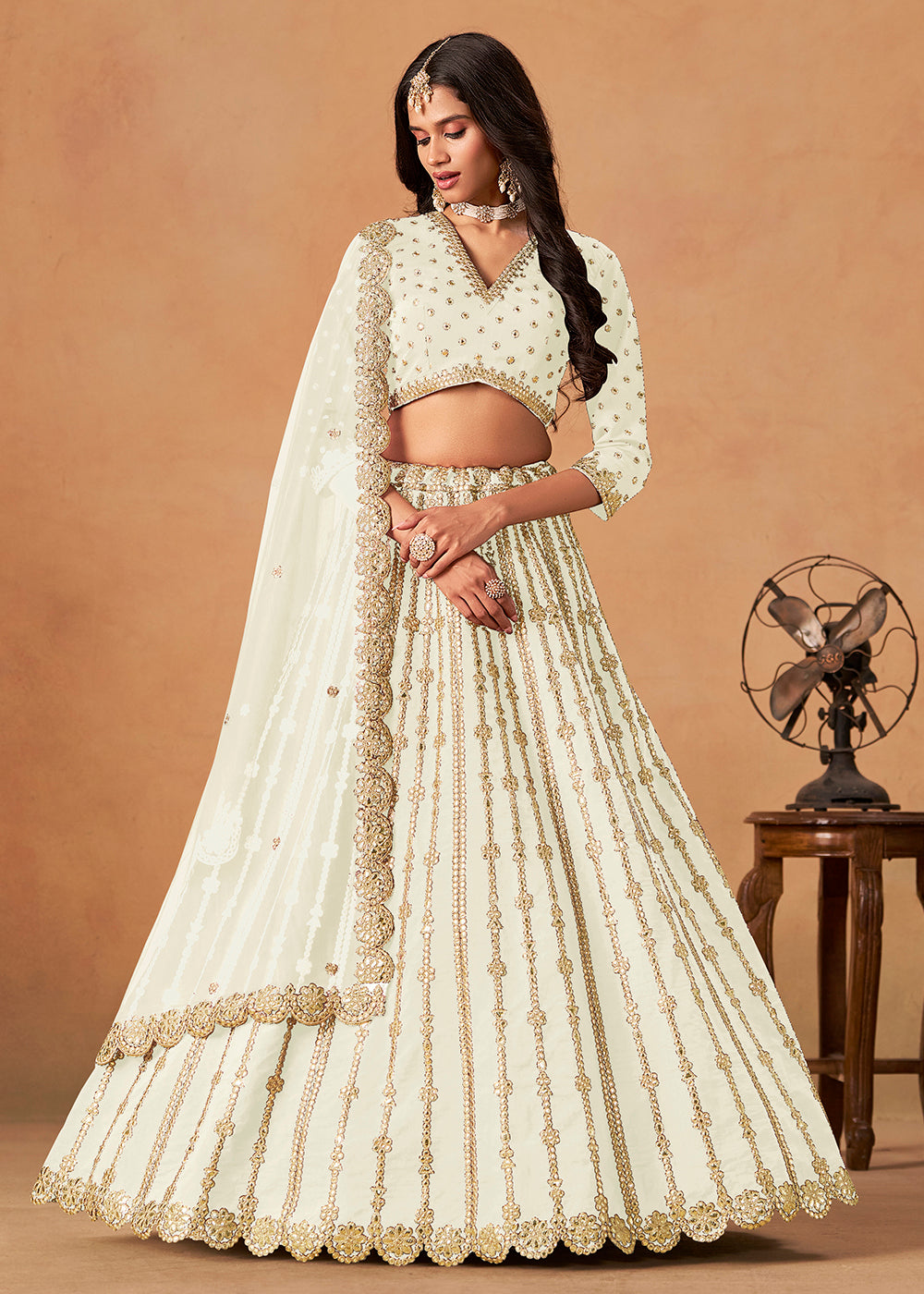 Buy Now Wedding Festive White Embroidered Lehenga Choli Online in US, UK, Canada, France, Italy, Germany, Austria, Singapore, Denmark & Worldwide at Empress.