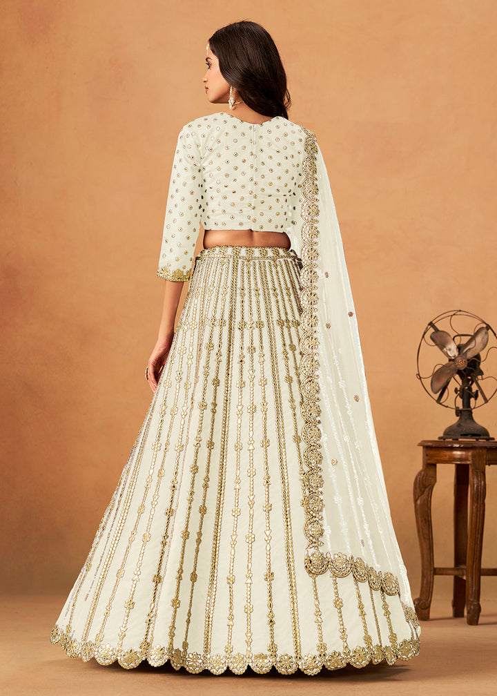 Buy Now Wedding Festive White Embroidered Lehenga Choli Online in US, UK, Canada, France, Italy, Germany, Austria, Singapore, Denmark & Worldwide at Empress.