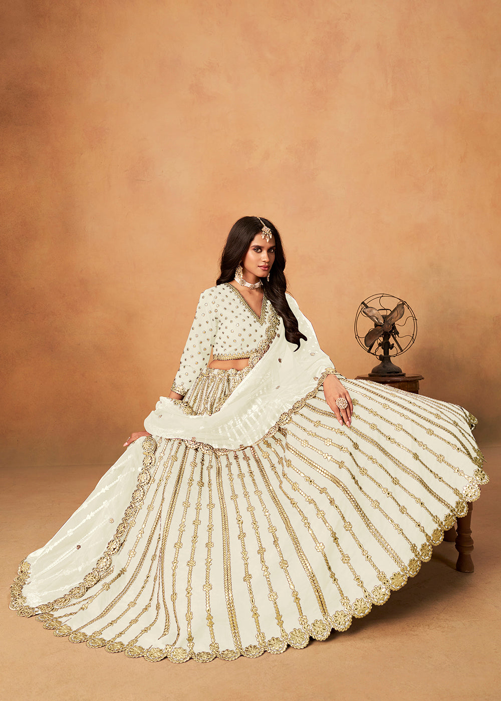 Buy Now Wedding Festive White Embroidered Lehenga Choli Online in US, UK, Canada, France, Italy, Germany, Austria, Singapore, Denmark & Worldwide at Empress.