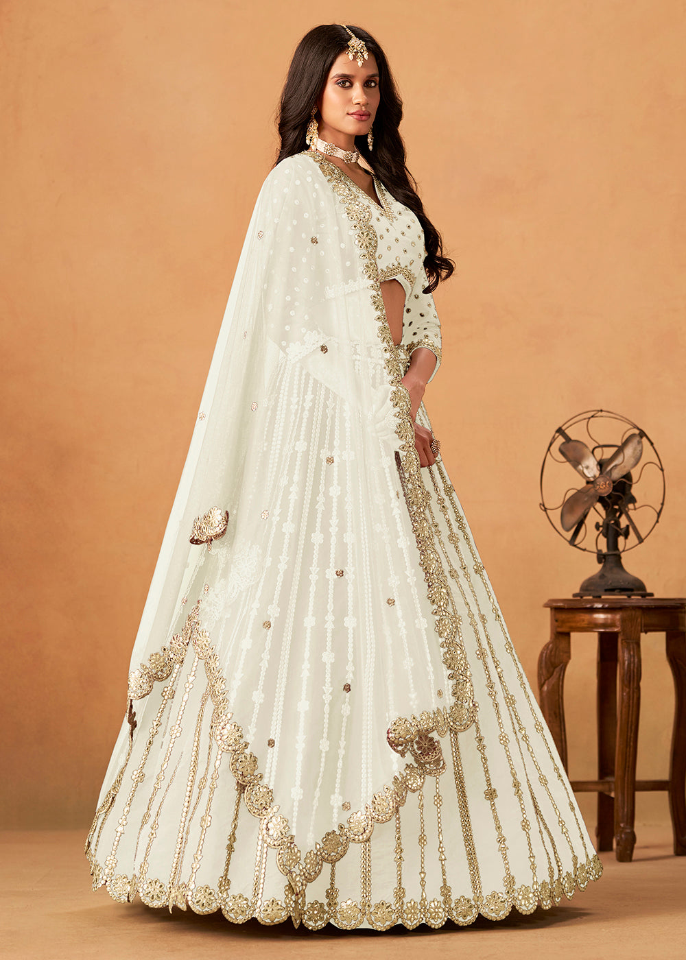 Buy Now Wedding Festive White Embroidered Lehenga Choli Online in US, UK, Canada, France, Italy, Germany, Austria, Singapore, Denmark & Worldwide at Empress.