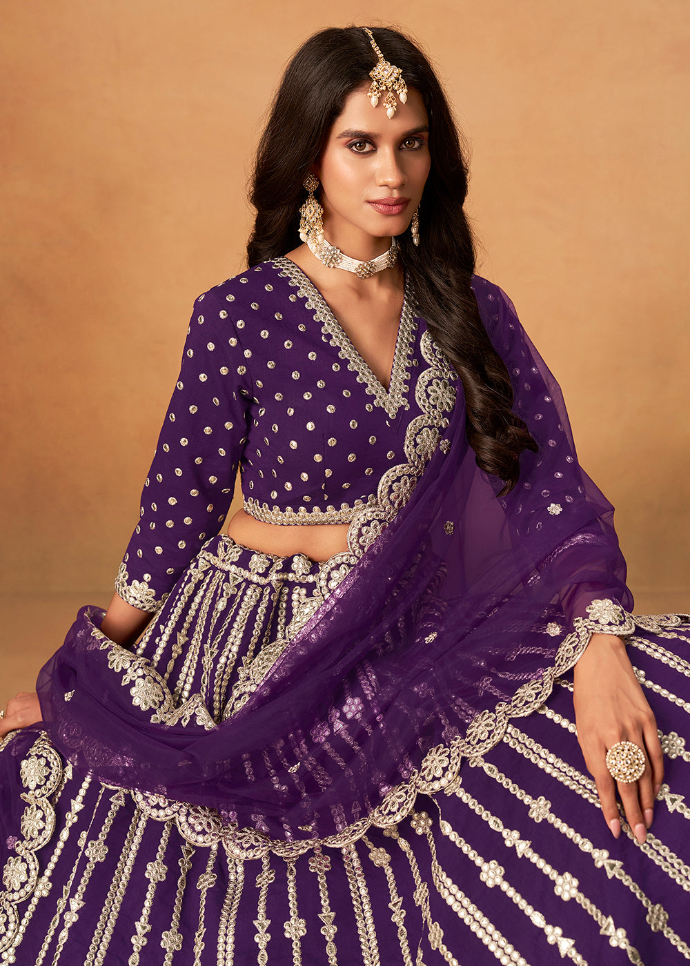 Buy Now Wedding Festive Purple Embroidered Lehenga Choli Online in US, UK, Canada, France, Italy, Germany, Austria, Singapore, Denmark & Worldwide at Empress.