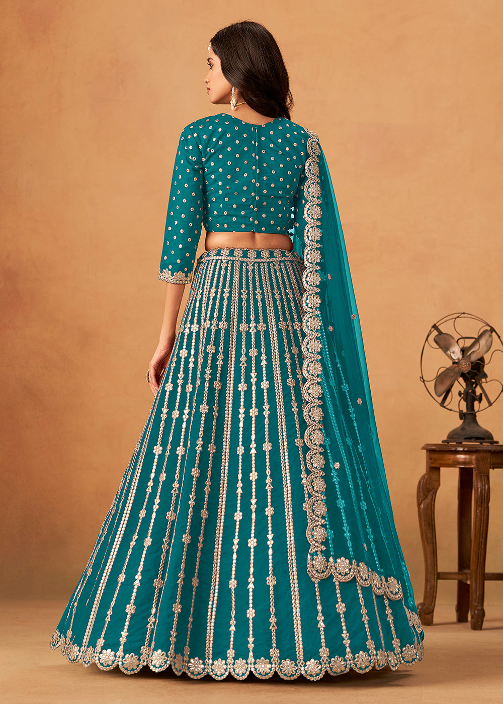 Buy Now Wedding Festive Rama Embroidered Lehenga Choli Online in US, UK, Canada, France, Italy, Germany, Austria, Singapore, Denmark & Worldwide at Empress.