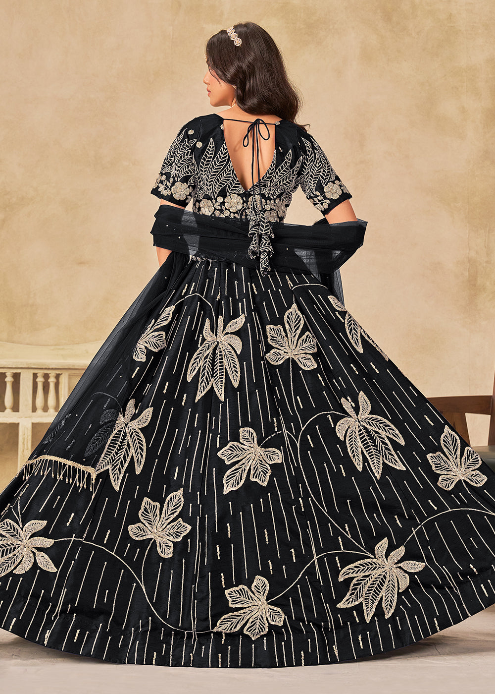 Buy Now Adorable Black Art Silk Embroidered Lehenga Choli Online in US, UK, Canada, France, Italy, Germany, Austria, Singapore, Denmark & Worldwide at Empress.