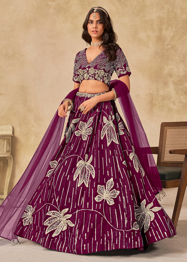 Buy Now Adorable Purple Art Silk Embroidered Lehenga Choli Online in US, UK, Canada, France, Italy, Germany, Austria, Singapore, Denmark & Worldwide at Empress.