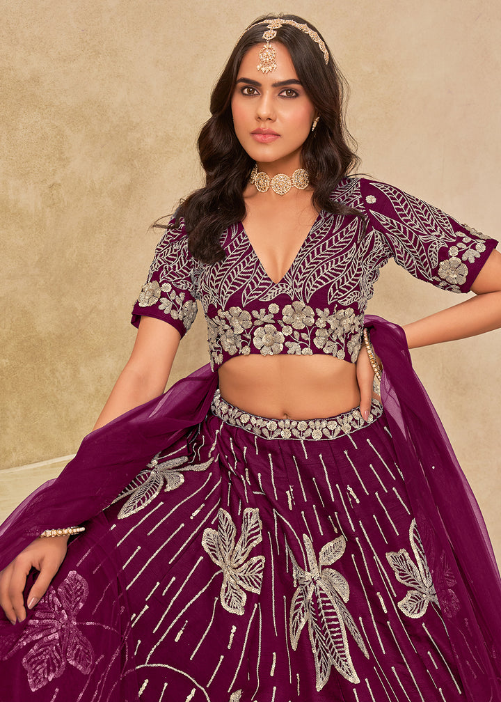 Buy Now Adorable Purple Art Silk Embroidered Lehenga Choli Online in US, UK, Canada, France, Italy, Germany, Austria, Singapore, Denmark & Worldwide at Empress.