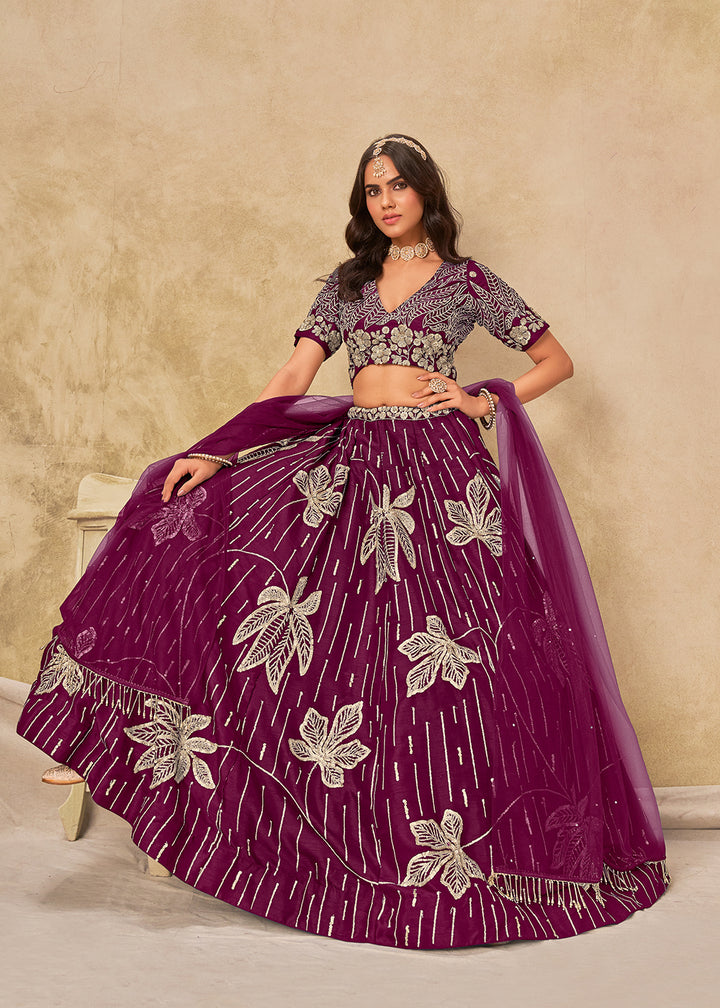 Buy Now Adorable Purple Art Silk Embroidered Lehenga Choli Online in US, UK, Canada, France, Italy, Germany, Austria, Singapore, Denmark & Worldwide at Empress.