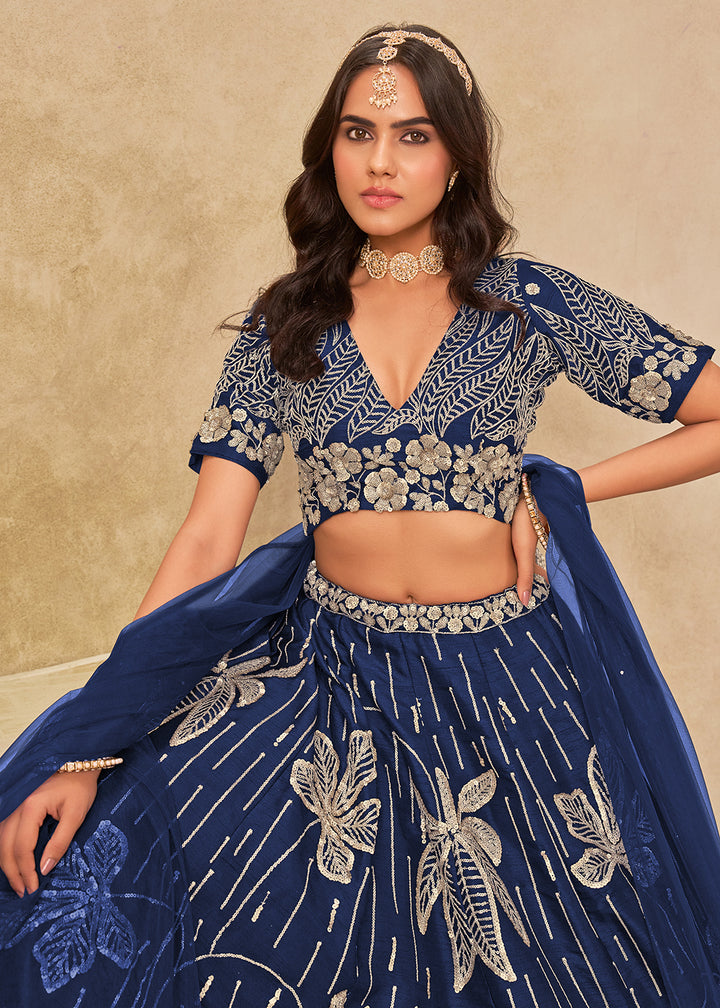Buy Now Adorable Blue Art Silk Embroidered Lehenga Choli Online in US, UK, Canada, France, Italy, Germany, Austria, Singapore, Denmark & Worldwide at Empress.