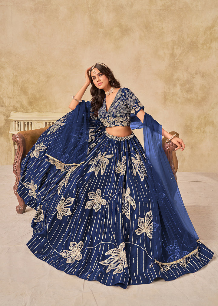 Buy Now Adorable Blue Art Silk Embroidered Lehenga Choli Online in US, UK, Canada, France, Italy, Germany, Austria, Singapore, Denmark & Worldwide at Empress.