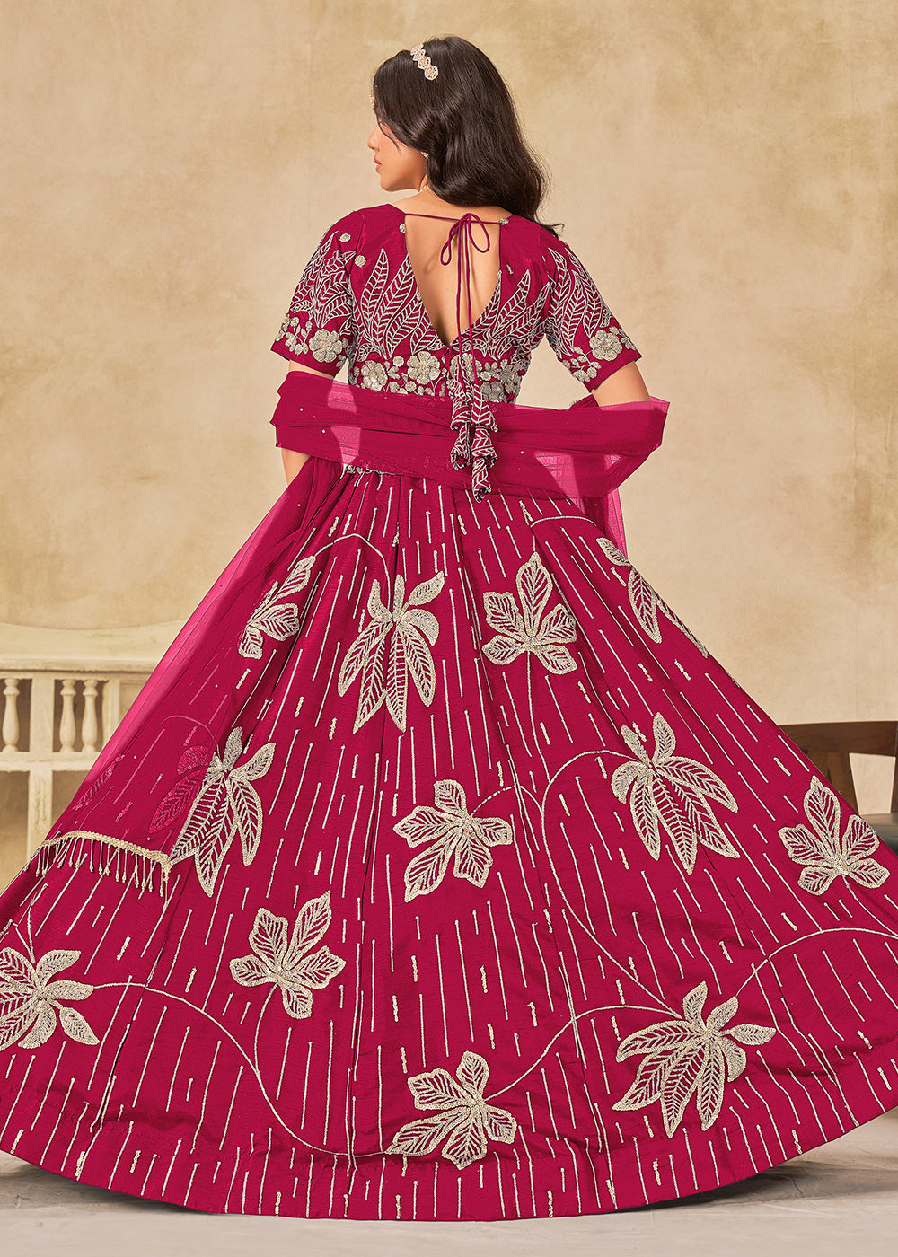 Buy Now Adorable Pink Art Silk Embroidered Lehenga Choli Online in US, UK, Canada, France, Italy, Germany, Austria, Singapore, Denmark & Worldwide at Empress.