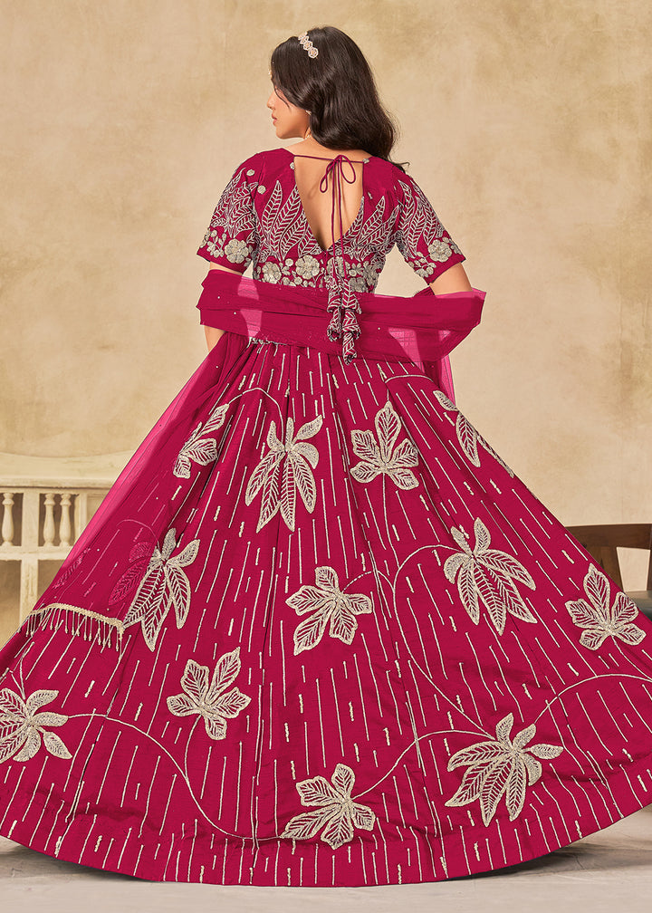 Buy Now Adorable Pink Art Silk Embroidered Lehenga Choli Online in US, UK, Canada, France, Italy, Germany, Austria, Singapore, Denmark & Worldwide at Empress.