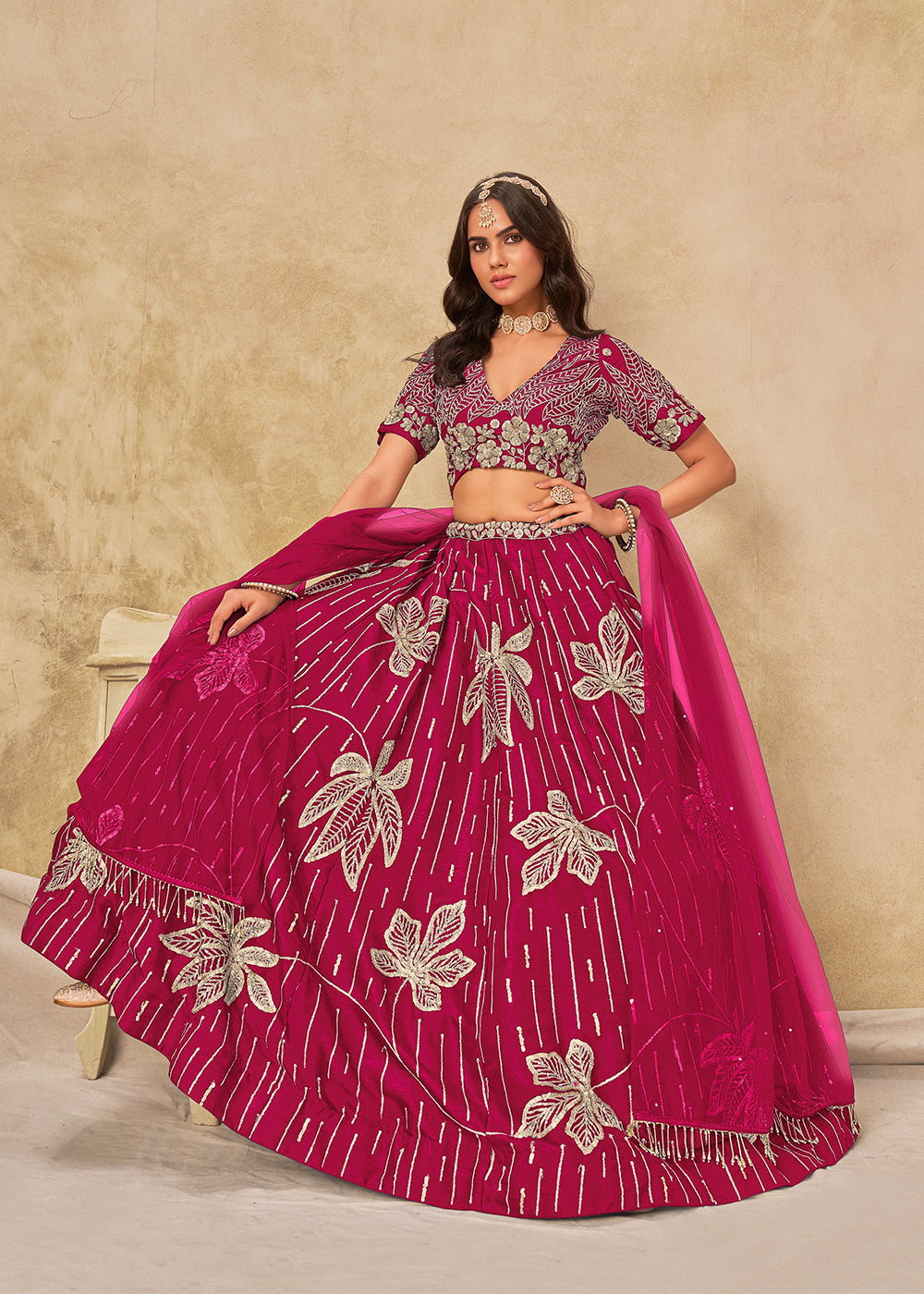 Buy Now Adorable Pink Art Silk Embroidered Lehenga Choli Online in US, UK, Canada, France, Italy, Germany, Austria, Singapore, Denmark & Worldwide at Empress.