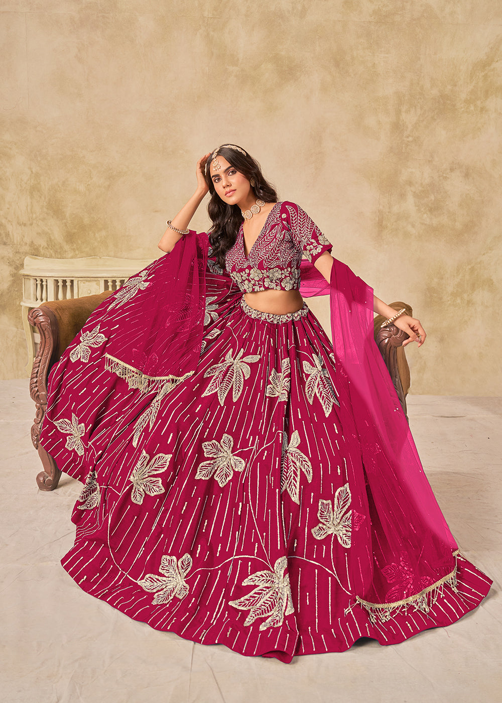 Buy Now Adorable Pink Art Silk Embroidered Lehenga Choli Online in US, UK, Canada, France, Italy, Germany, Austria, Singapore, Denmark & Worldwide at Empress.