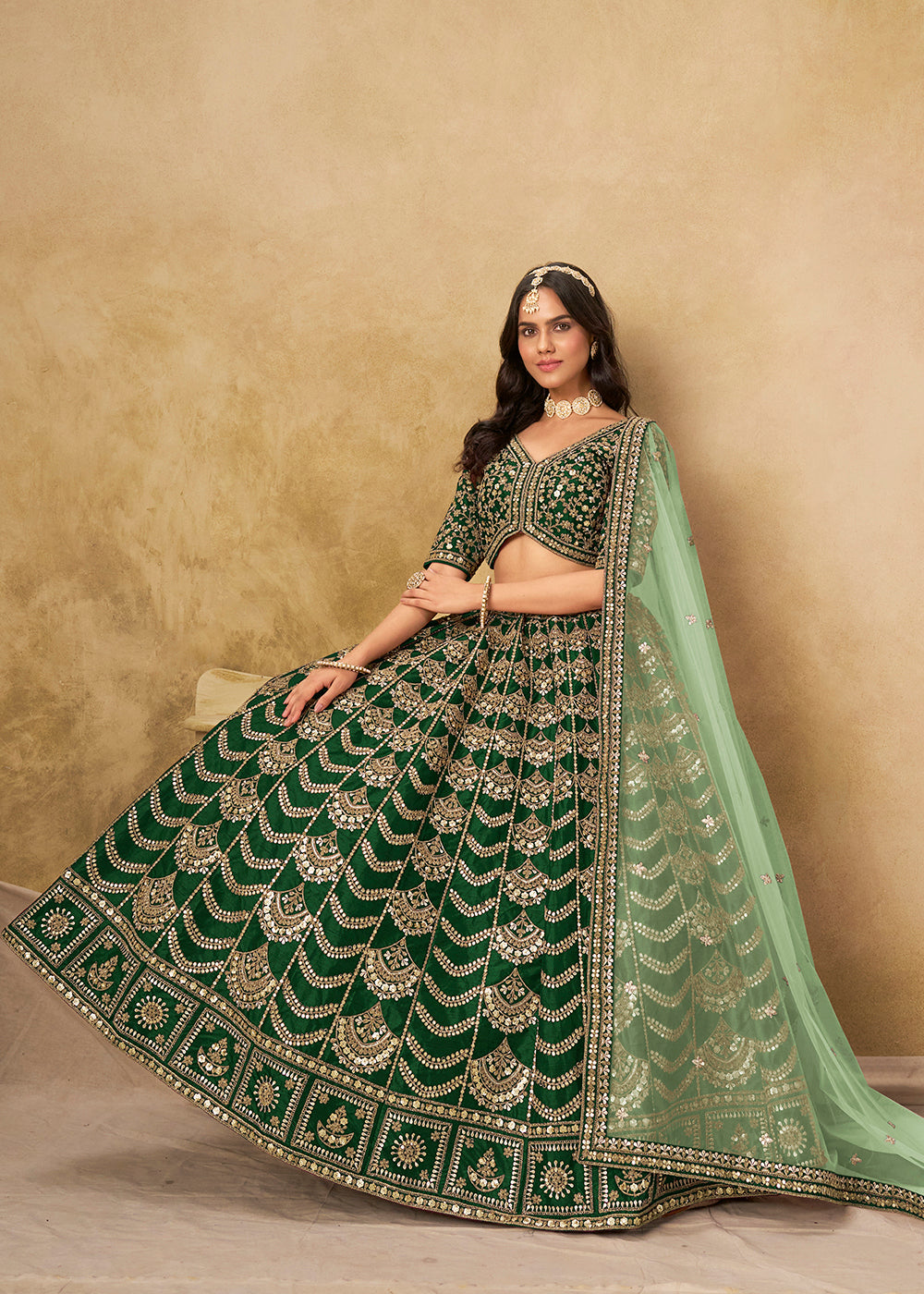 Buy Now Wedding Festive Art Silk Green Embroidered Lehenga Choli Online in US, UK, Canada, France, Germany, Sweden, Denmark, Ireland & Worldwide at Empress.