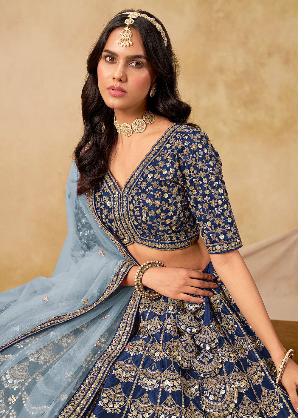 Buy Now Wedding Festive Art Silk Blue Embroidered Lehenga Choli Online in US, UK, Canada, France, Germany, Sweden, Denmark, Ireland & Worldwide at Empress.