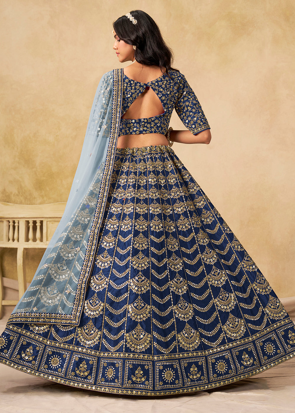 Buy Now Wedding Festive Art Silk Blue Embroidered Lehenga Choli Online in US, UK, Canada, France, Germany, Sweden, Denmark, Ireland & Worldwide at Empress.