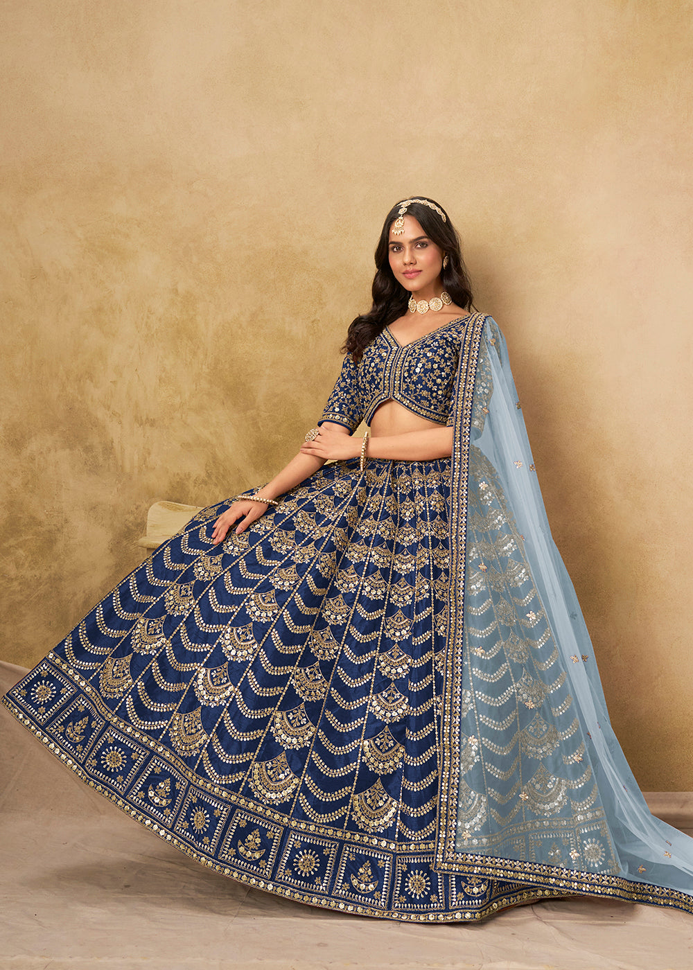 Buy Now Wedding Festive Art Silk Blue Embroidered Lehenga Choli Online in US, UK, Canada, France, Germany, Sweden, Denmark, Ireland & Worldwide at Empress.