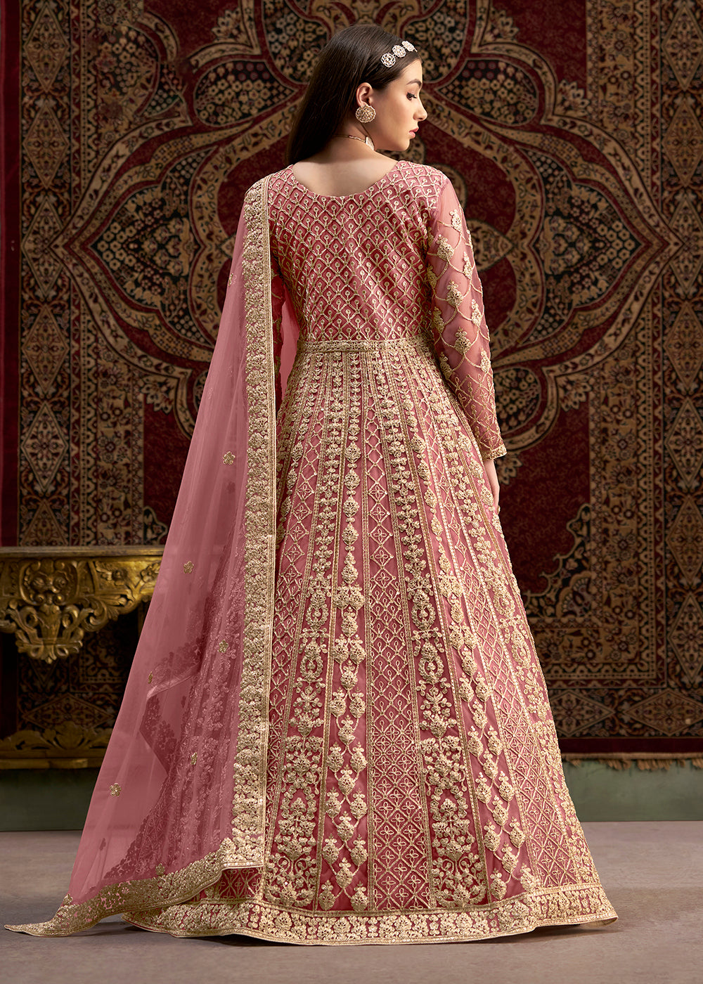 Buy Wedding Anarkali UK - Pink All Over Embroidered Net Anarkali Gown Empress Clothing Buy Wedding Anarkali UK - Pink All Over Embroidered Net Anarkali Gown Empress Clothing