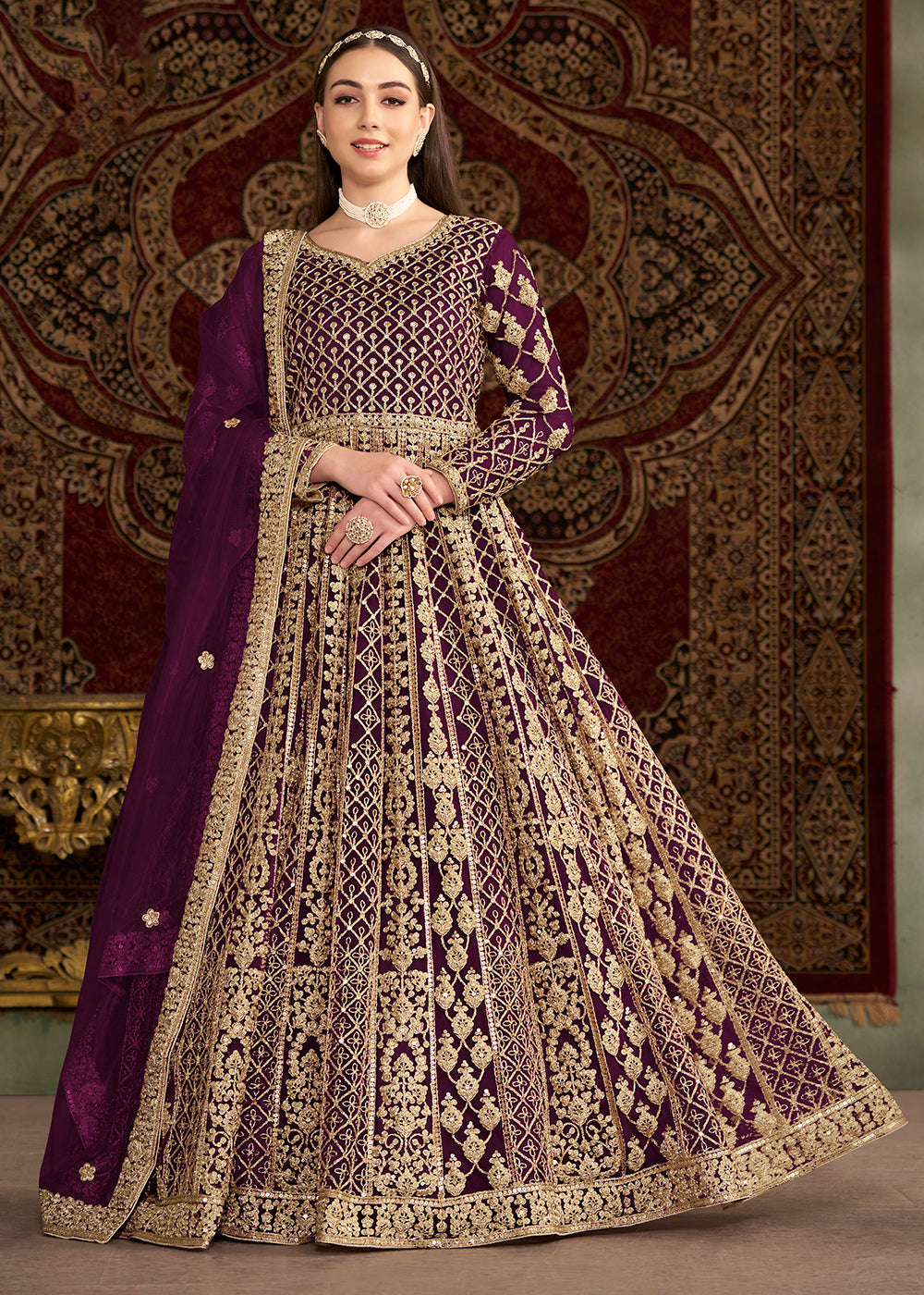 Buy Latest Designer Anarkali Dress in Australia Empress Tagged Purple Empress Clothing