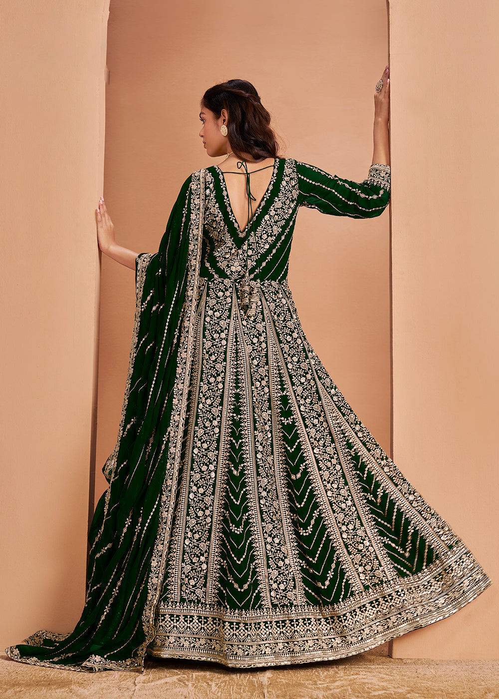 Buy Wedding Anarkali - Heavy Embroidered Green Georgette Anarkali Suit Buy Wedding Anarkali - Heavy Embroidered Green Georgette Anarkali Suit