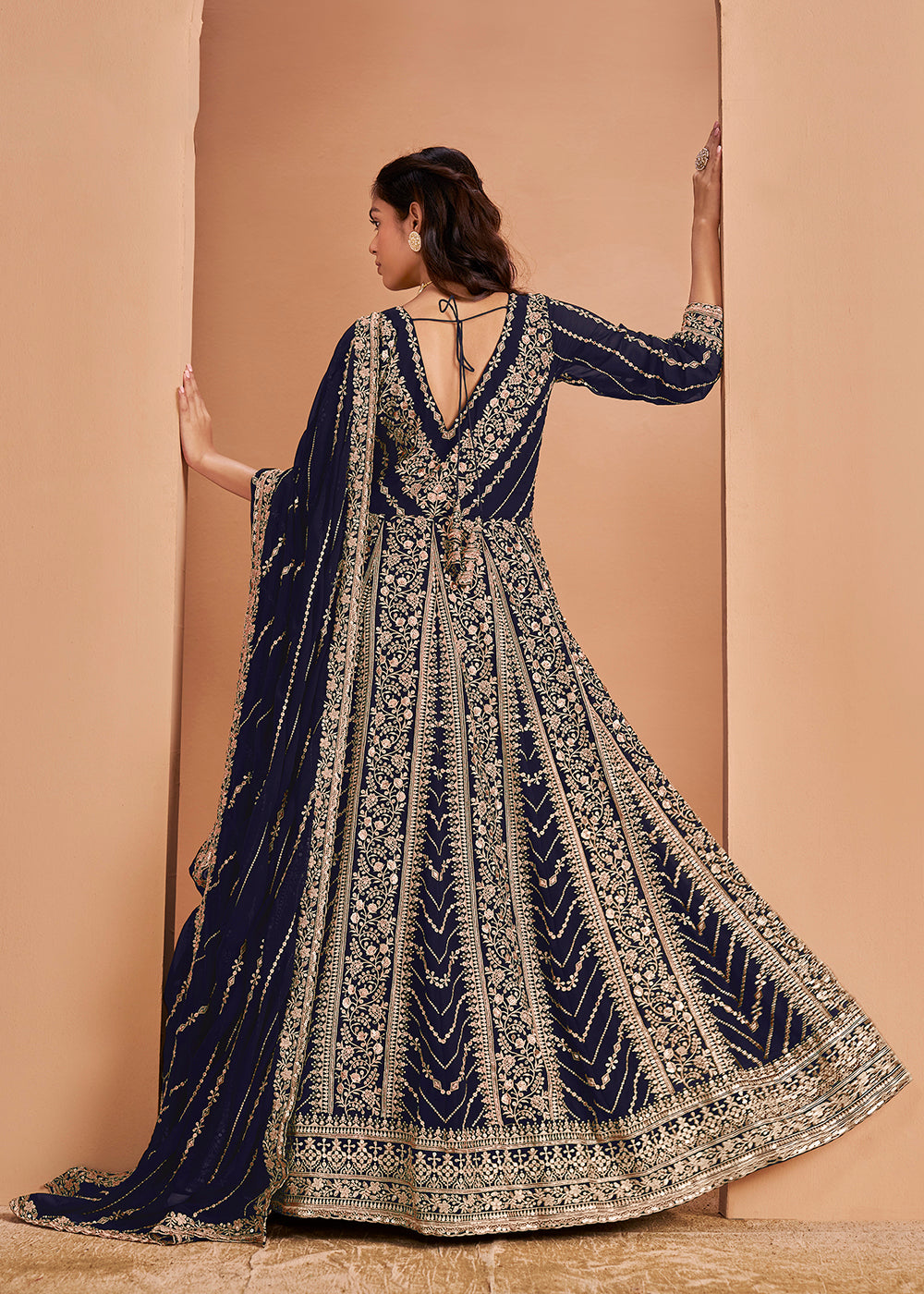 Embroidery Anarkali Suit For Bride White Colored Real Heavy