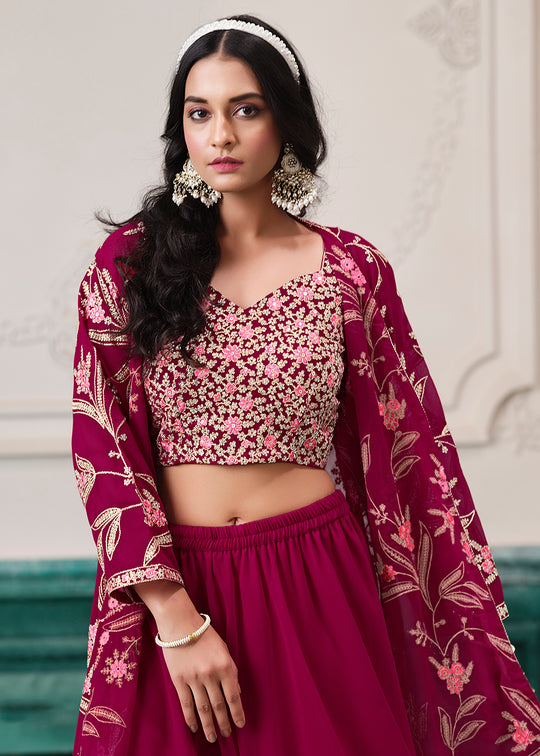 Mauve Pink Embroidered Jacket Style Indo Western Suit main image 1