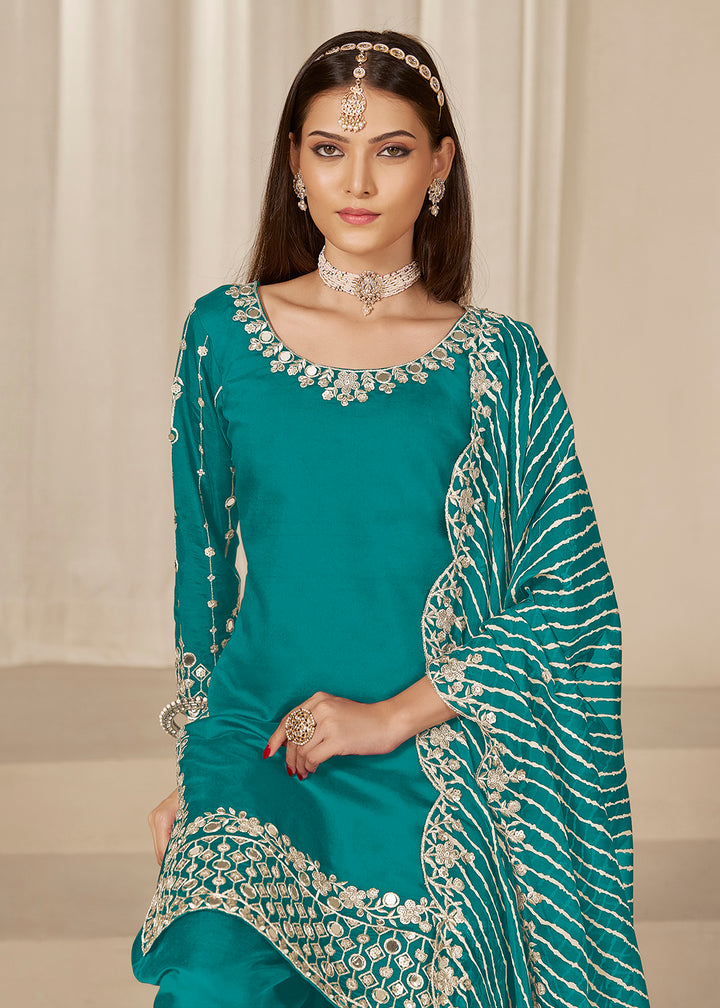 Buy Now Rama Silk Embroidered Patiala Punjabi Suit Online in USA, UK, Canada, Germany, Italy, France, Denmark, Austria, UAE & Worldwide at Empress Clothing.