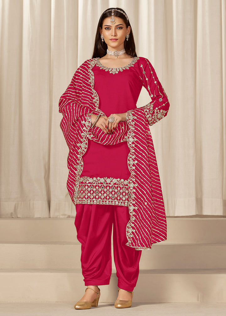 Buy Now Rani Silk Embroidered Patiala Punjabi Suit Online in USA, UK, Canada, Germany, Italy, France, Denmark, Austria, UAE & Worldwide at Empress Clothing.