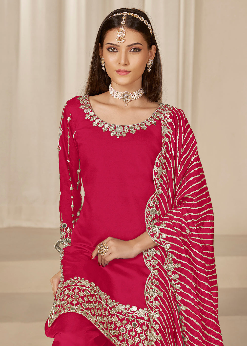 Buy Now Rani Silk Embroidered Patiala Punjabi Suit Online in USA, UK, Canada, Germany, Italy, France, Denmark, Austria, UAE & Worldwide at Empress Clothing.