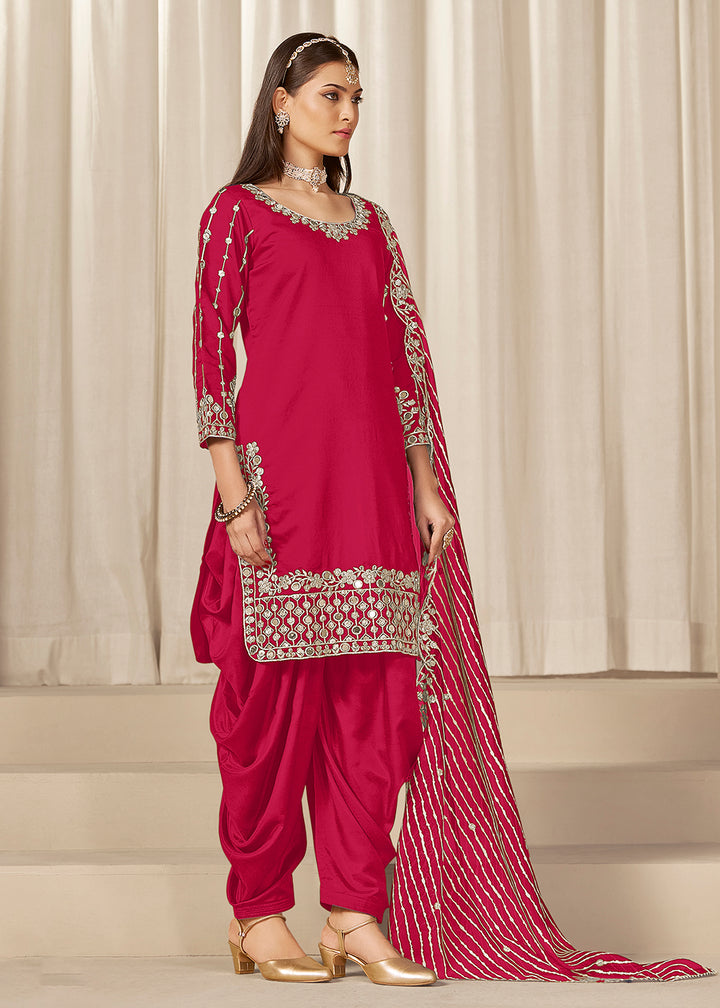 Buy Now Rani Silk Embroidered Patiala Punjabi Suit Online in USA, UK, Canada, Germany, Italy, France, Denmark, Austria, UAE & Worldwide at Empress Clothing.